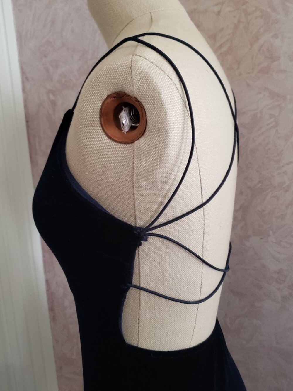 Dark Blue Velvet Windsor Backless Cocktail dress XS - Picture 5 of 10